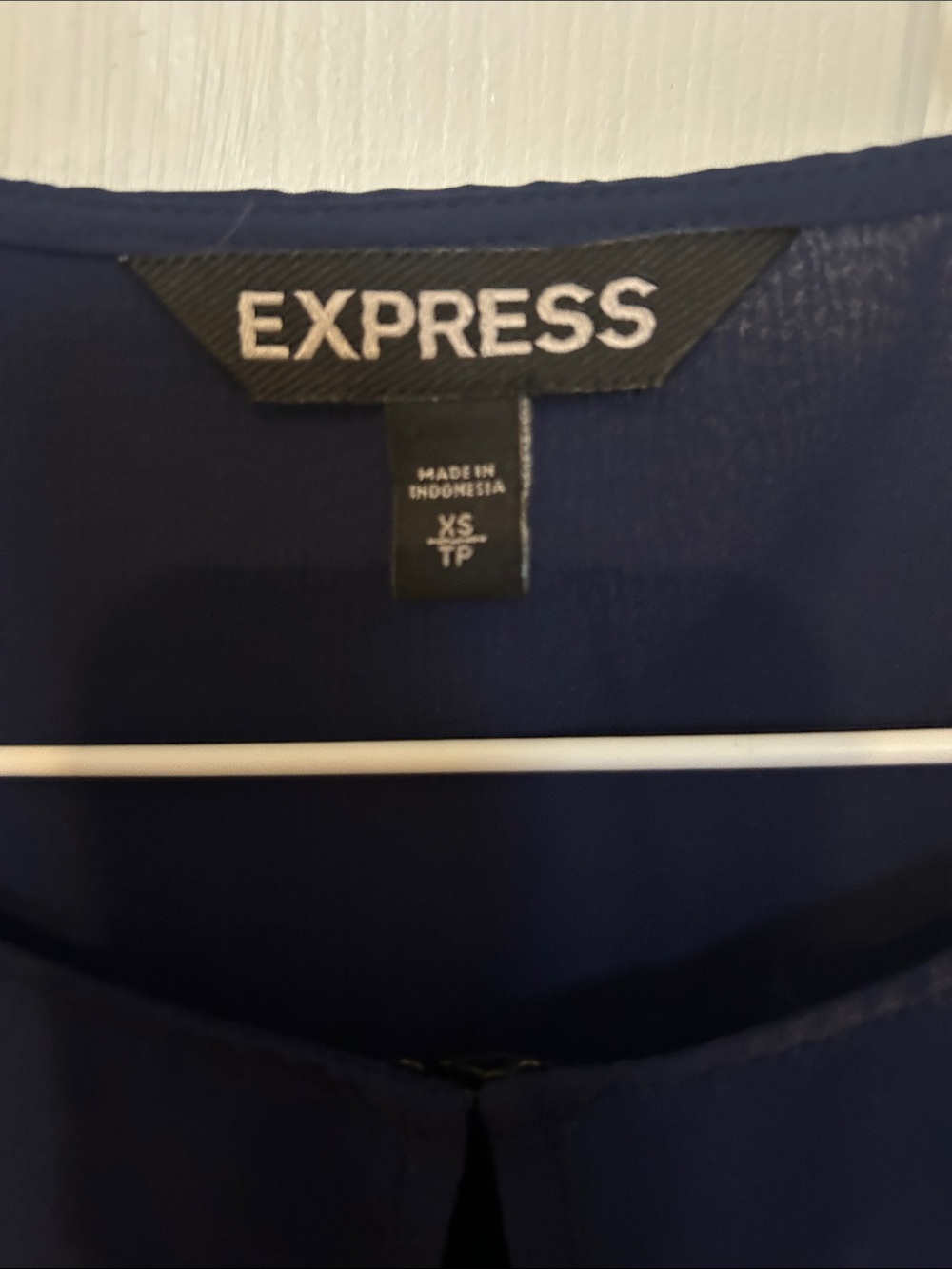 Express Navy Ruffle Sleeve Blouse - Picture 2 of 4